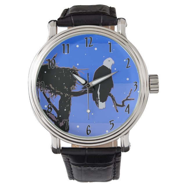 Bald Eagle im Winter - Original Wildlife Art Armbanduhr (Vorderseite)