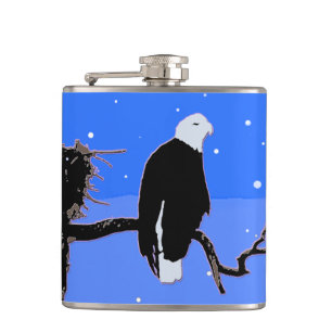 Bald Eagle im Winter - Original Wildlife Art Flachmann