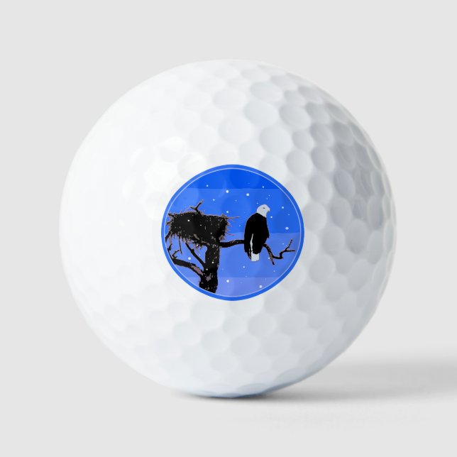 Bald Eagle im Winter - Original Wildlife Art Golfball (Vorderseite)