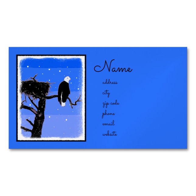 Bald Eagle im Winter - Original Wildlife Art Magnetische Visitenkarte (Vorderseite)