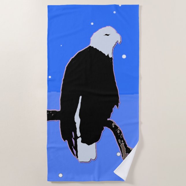Bald Eagle im Winter - Original Wildlife Art Strandtuch (Vorderseite)