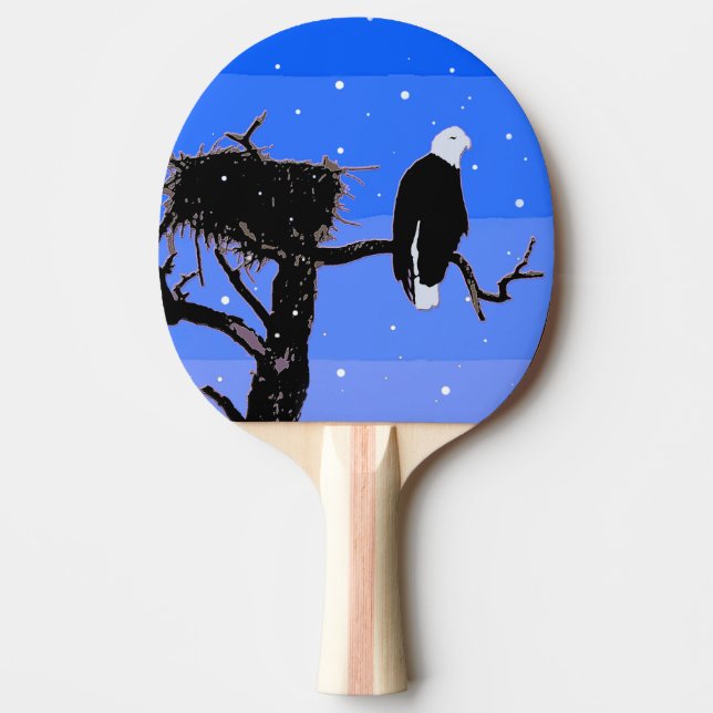 Bald Eagle im Winter - Original Wildlife Art Tischtennis Schläger (Vorderseite)
