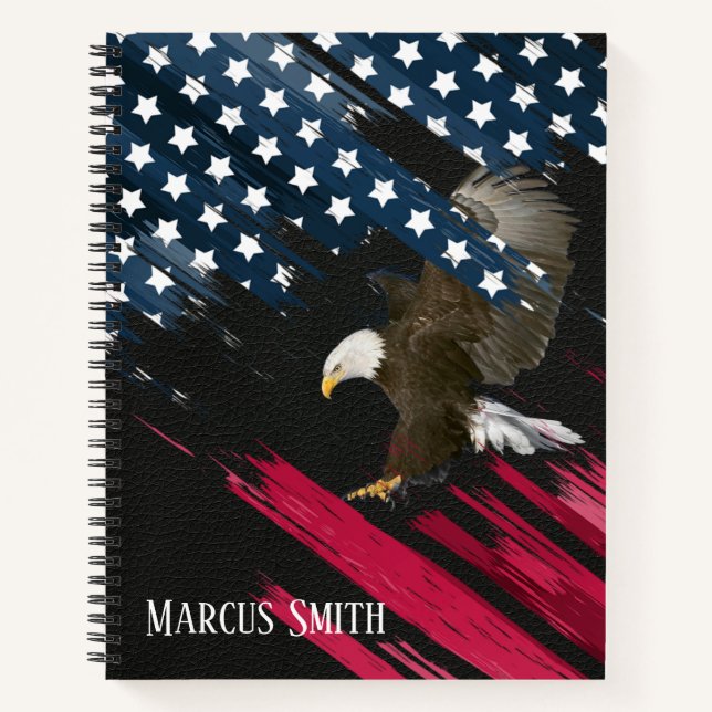 Bald Eagle in der amerikanischen Flagge Abstrakt a Notizbuch (Vorderseite)