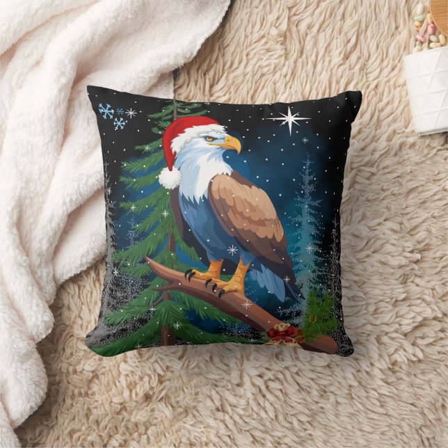 Bald Eagle in Weihnachtsmannmütze Weihnachten Kissen (Decke)