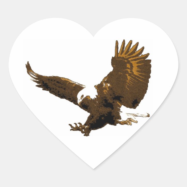 Bald Eagle Landing Heart Sticker (Vorderseite)