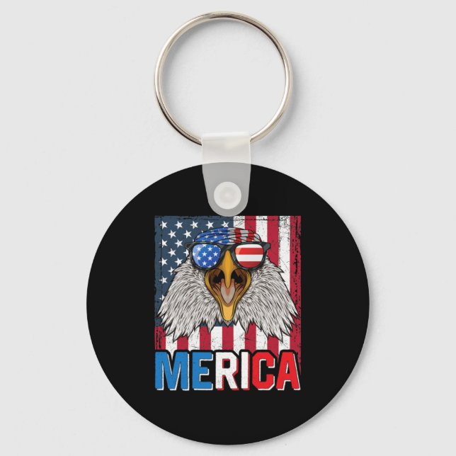 Bald Eagle Merica 4. Juli Schlüsselanhänger (Vorderseite)