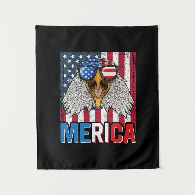 Bald Eagle Merica 4. Juli Wandteppich (Vorderseite)
