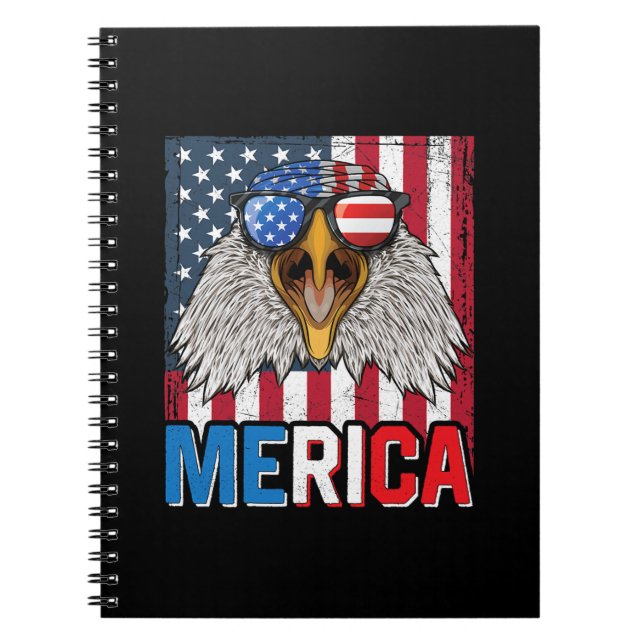 Bald Eagle Merica 4th of July Notizblock (Vorderseite)