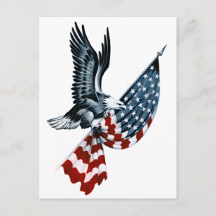 Bald Eagle mit amerikanischer Flagge Postkarte