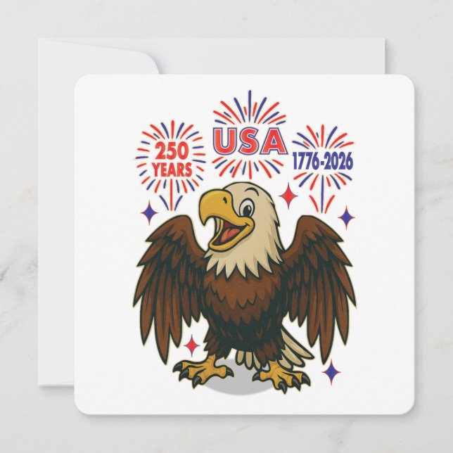 Bald Eagle mit Fireworks- USA 250 Years 1776-2026 Einladung (Vorderseite)
