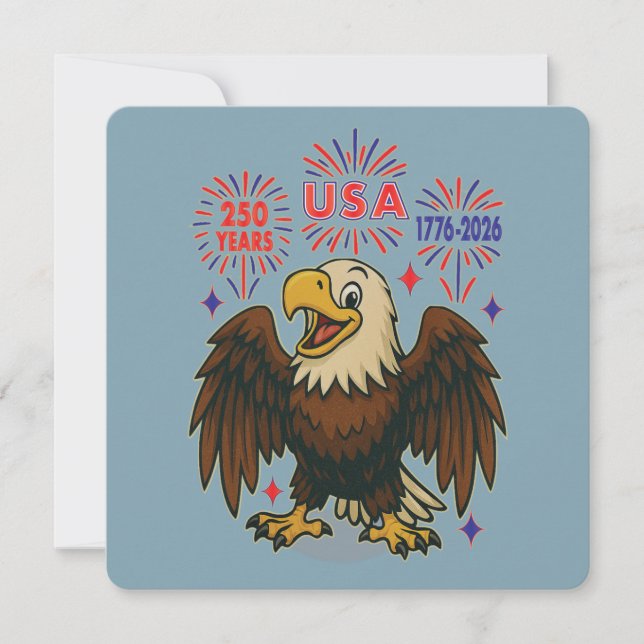 Bald Eagle mit Fireworks- USA 250 Years 1776-2026 Einladung (Vorderseite)