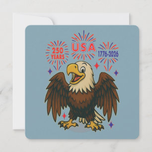 Bald Eagle mit Fireworks- USA 250 Years 1776-2026 Einladung