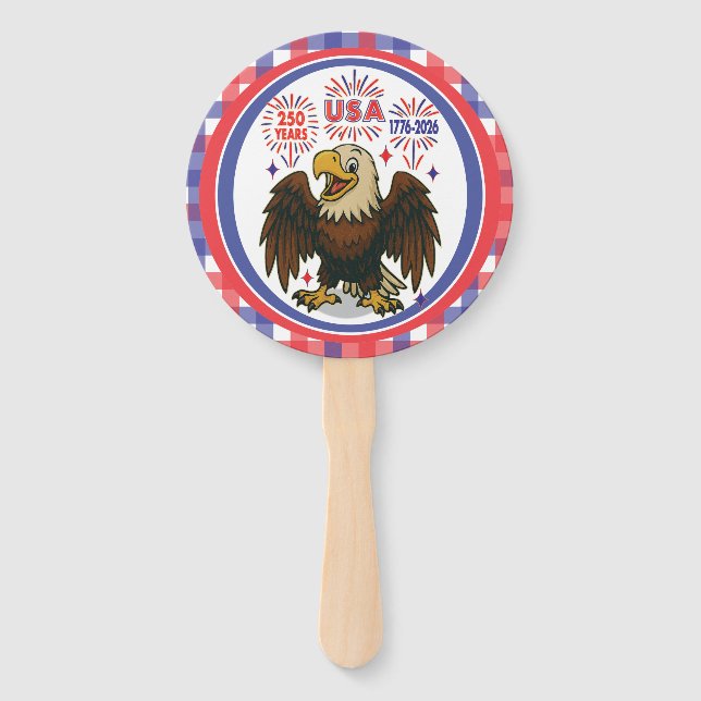 Bald Eagle mit Fireworks- USA 250 Years 1776-2026 Fächer (Vorderseite)