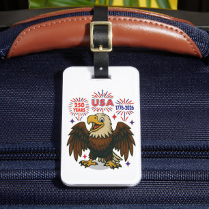 Bald Eagle mit Fireworks- USA 250 Years 1776-2026 Gepäckanhänger