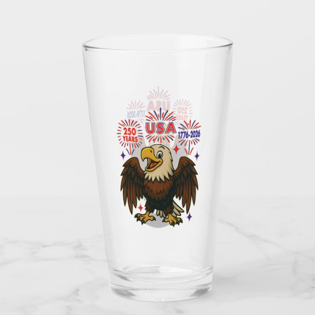 Bald Eagle mit Fireworks- USA 250 Years 1776-2026 Glas (Vorderseite)