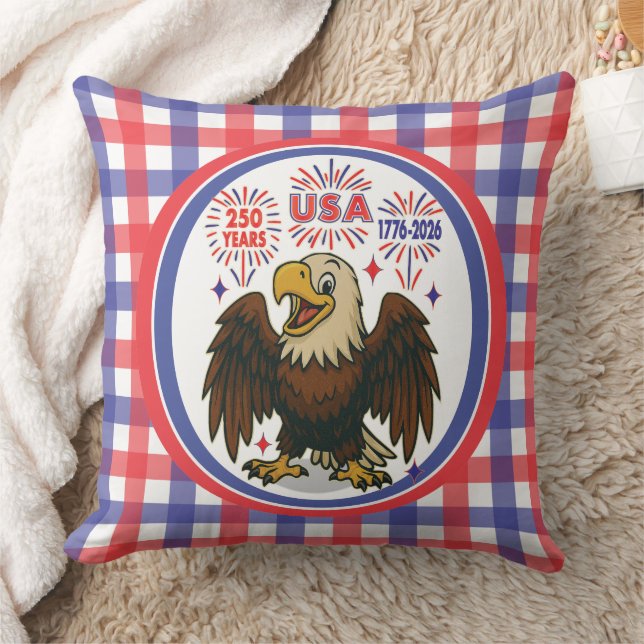 Bald Eagle mit Fireworks- USA 250 Years 1776-2026 Kissen (Decke)