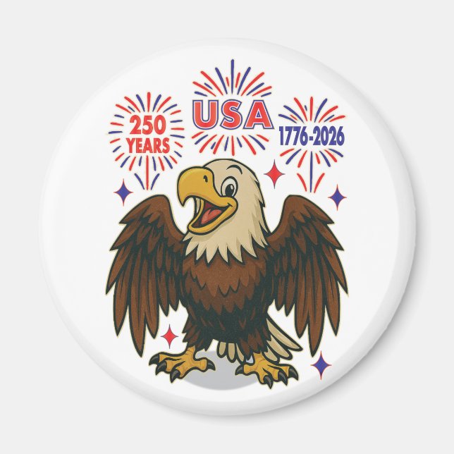 Bald Eagle mit Fireworks- USA 250 Years 1776-2026 Magnet (Vorne)