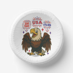 Bald Eagle mit Fireworks- USA 250 Years 1776-2026 Pappteller