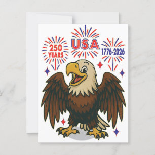 Bald Eagle mit Fireworks- USA 250 Years 1776-2026 Postkarte