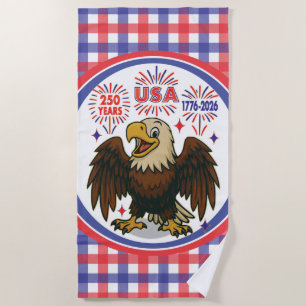 Bald Eagle mit Fireworks- USA 250 Years 1776-2026 Strandtuch