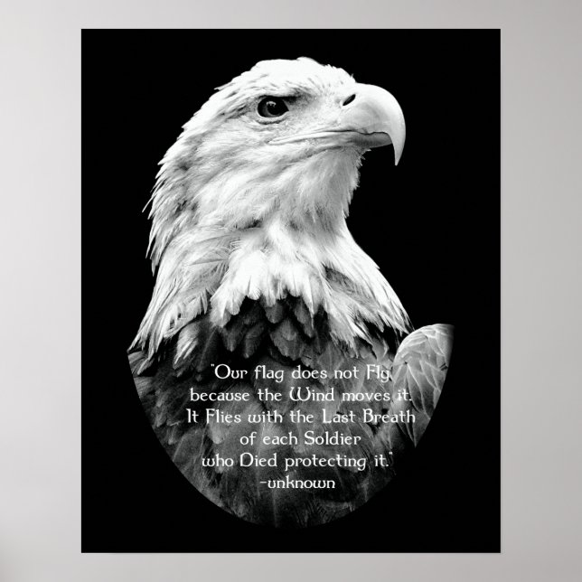 Bald Eagle mit patrootischem Zitat Poster (Vorne)