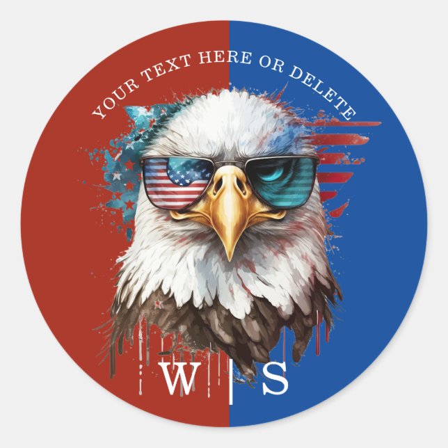 Bald Eagle modern & einzigartig USA National Symbo Runder Aufkleber (Vorderseite)