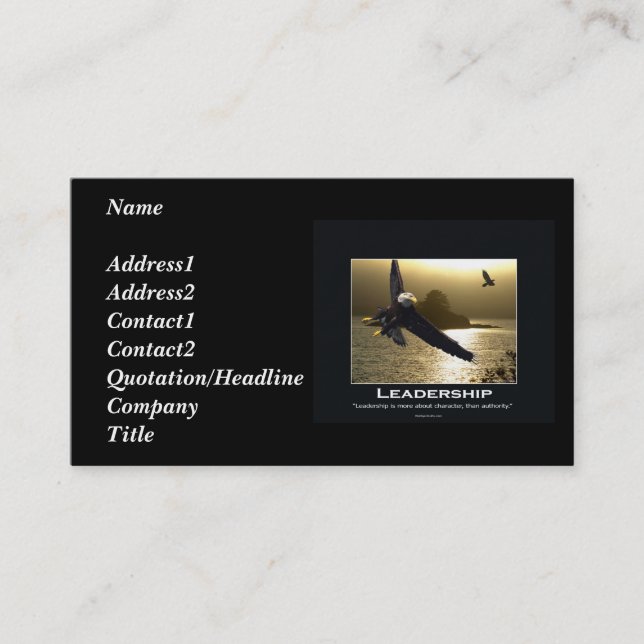 Bald Eagle Motivierend Business Card Visitenkarte (Vorderseite)