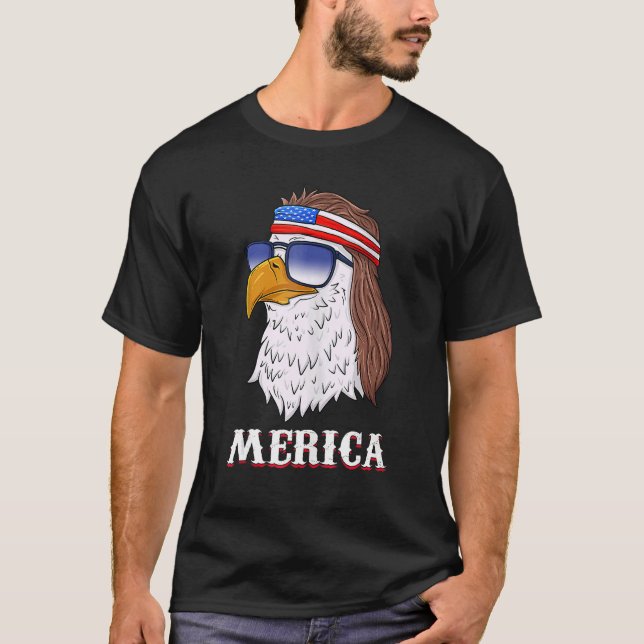 Bald Eagle Mullet Merica 4. Juli Patriotic T-Shirt (Vorderseite)