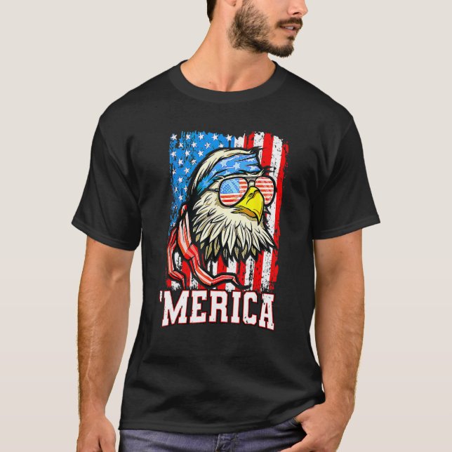 Bald Eagle Mullet Merica American Flag  4th Of Jul T-Shirt (Vorderseite)