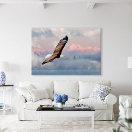 Bald Eagle Olympic Mtns Fine Art - 60"x40" Leinwanddruck