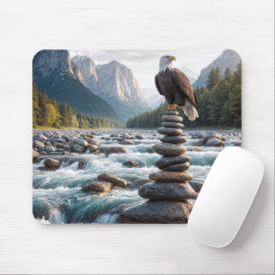 Bald Eagle on Stone Cairn Mousepad