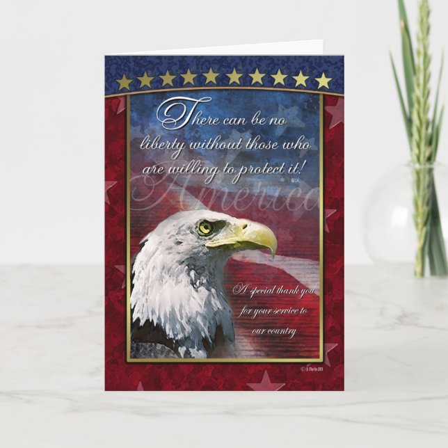 Bald Eagle Patriotic Danke-Card Dankeskarte (Vorderseite)