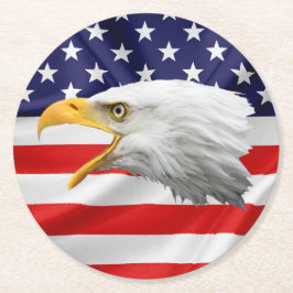 Bald Eagle prächtiges patriotisches Geschenk Runder Pappuntersetzer