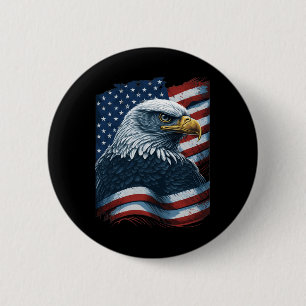 Bald Eagle Proud Patriotic American Us Flag 4. Button