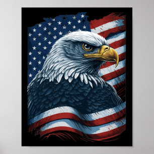 Bald Eagle Proud Patriotic American Us Flag 4. Poster