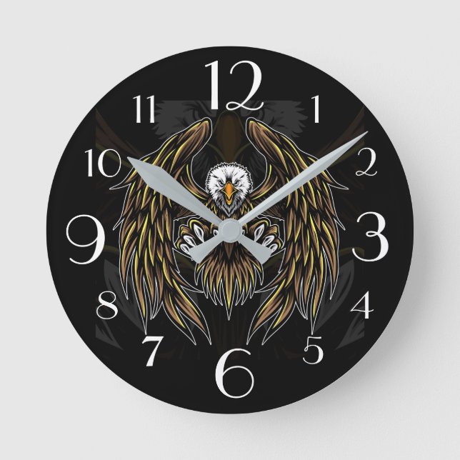 Bald Eagle Runde Wanduhr (Vorderseite)