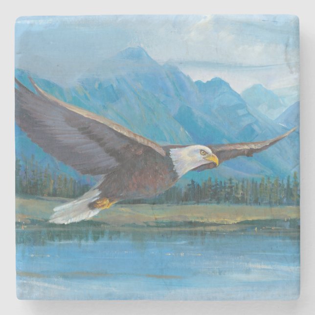 Bald Eagle Soaring Steinuntersetzer (Vorderseite)