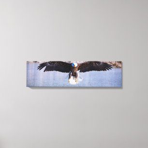 Bald Eagle Tag Jagd über den Canvas-See Print Leinwanddruck
