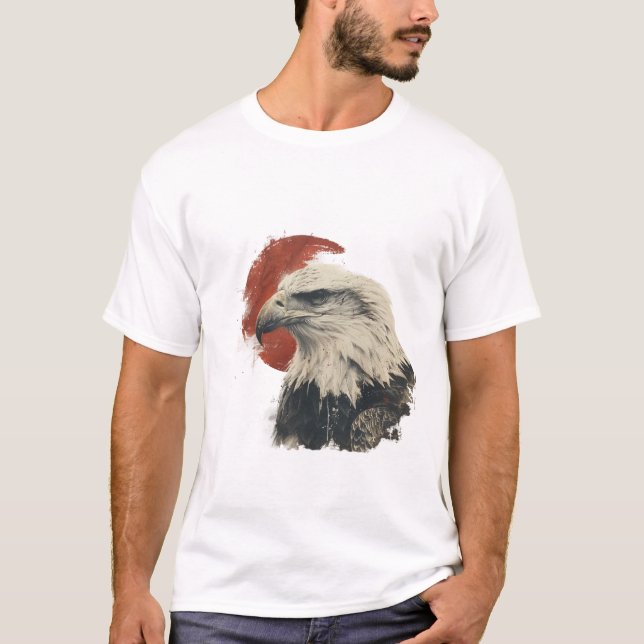 Bald Eagle Ukiyo-e, Zenga und japanische Tierkunst T-Shirt (Vorderseite)