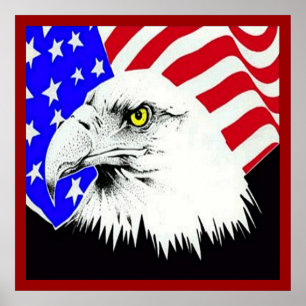Bald Eagle und American Flag Poster
