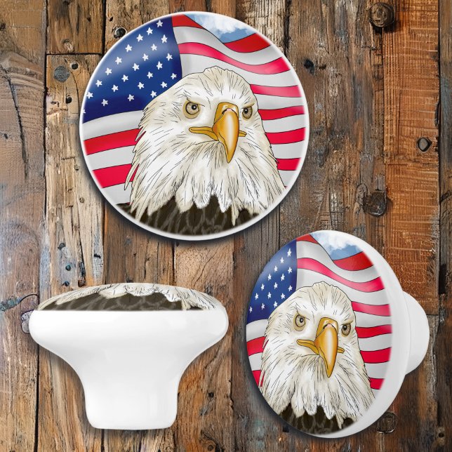 Bald Eagle und Amerikanische Flagge Patriotische K Keramikknauf (Von Creator hochgeladen)