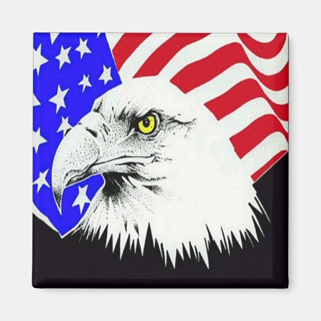 Bald Eagle und die amerikanische Flagge Magnet (Vorne)