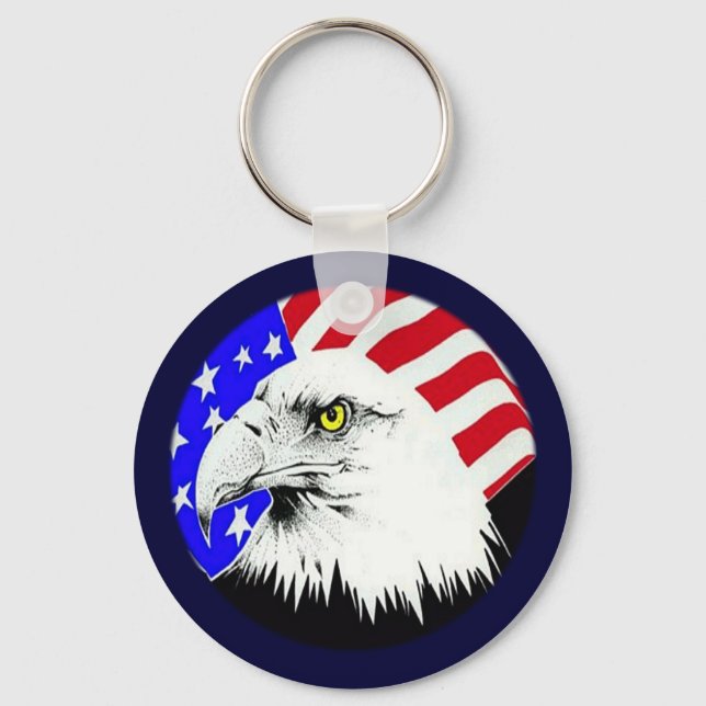 Bald Eagle und die amerikanische Flagge Schlüsselanhänger (Vorderseite)