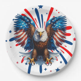 Bald Eagle und lebendige US Flagge Teller
