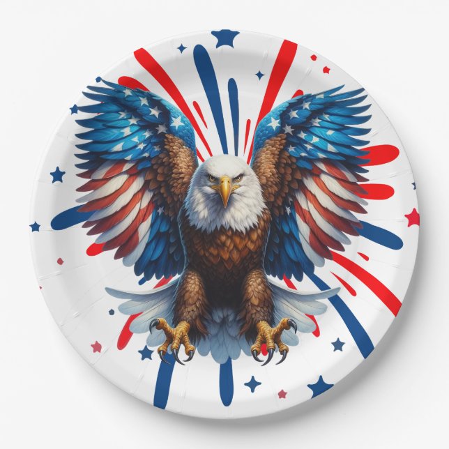 Bald Eagle und lebendige US Flagge Teller (Vorderseite)
