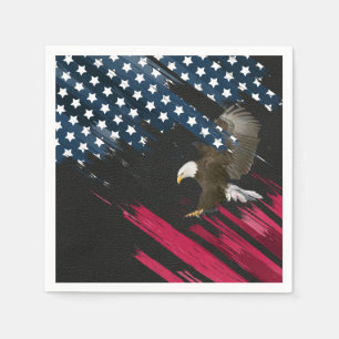 Bald Eagle unter amerikanischer Flagge Abstrakt Serviette