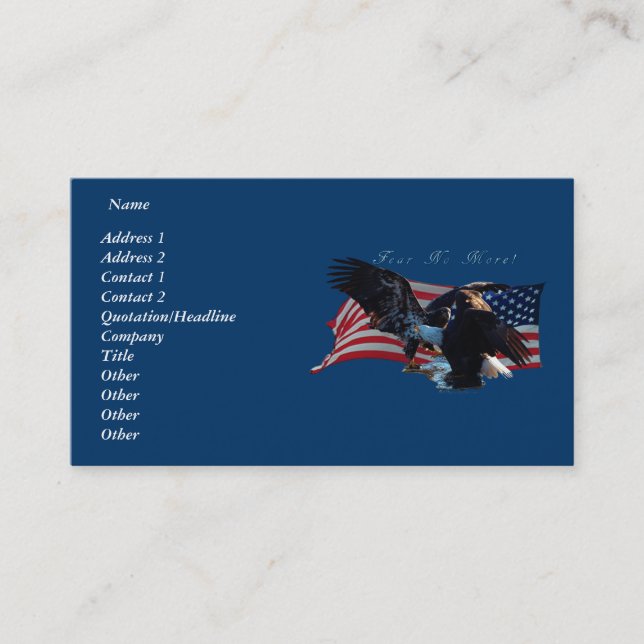 Bald Eagle/US Flag Business Card Visitenkarte (Vorderseite)