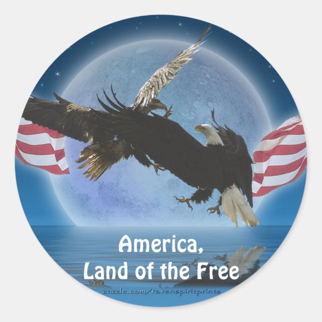 BALD EAGLE & US FLAG Patriot Series Runder Aufkleber (Vorderseite)