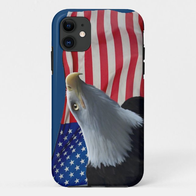 Bald Eagle & US Flag Patriotic Design Case-Mate iPhone Hülle (Rückseite)