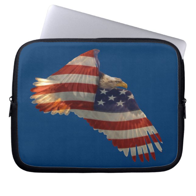 Bald Eagle & US Flag Patriotic Laptop Sleeve (Vorderseite)